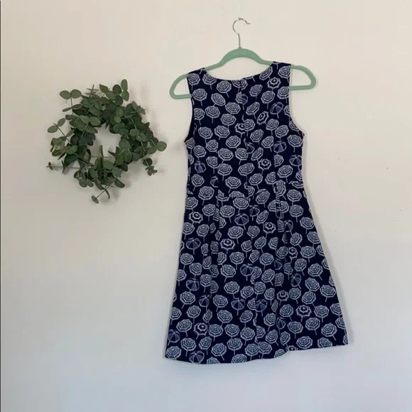 Maison Jules Women’s Navy Blue Umbrella Preppy Sun V Neck Dress Size Medium - Picture 3 of 9